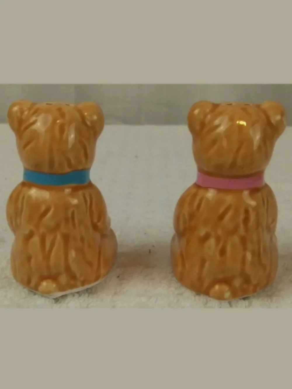 Vintage Ceramic‎ Teddy Bear Bows Salt Pepper Shakers 2.5